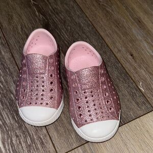 Sparkly Pink Native Slip-On Shoes